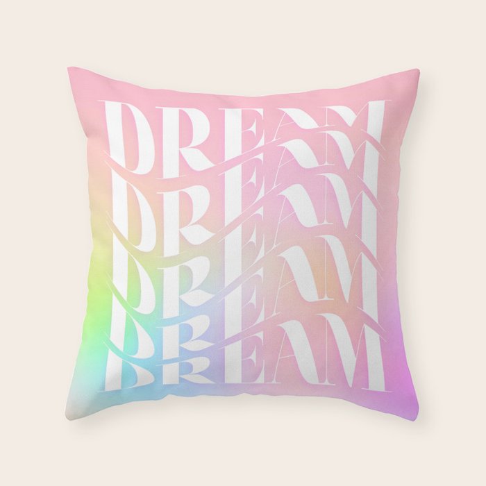 Day Dream on Pink pastel gradient Throw Pillow Gallery Image 1