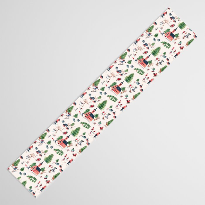 Skiing in snow mountains Table Runner Gallery Image 3