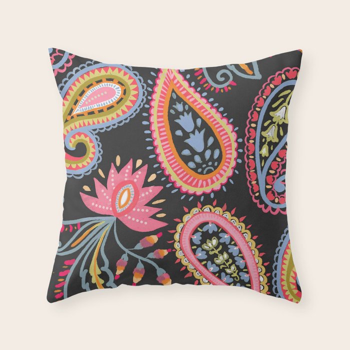 Eclectic  Paisley Delight Throw Pillow Gallery Image 1