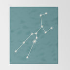 Taurus Zodiac Star Constellation Line Art Teal Throw Blanket Gallery Image 2