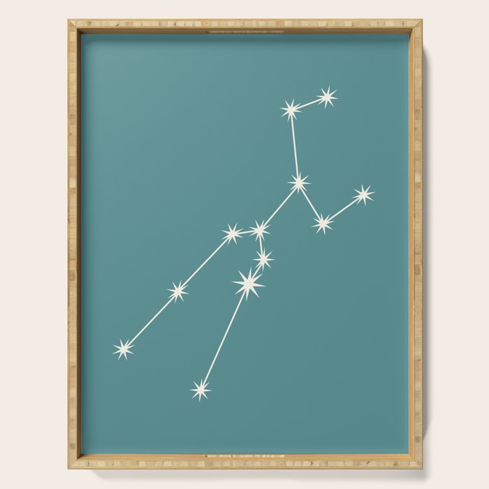 Taurus Zodiac Star Constellation Line Art Teal Serving Tray Gallery Image 1