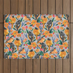 Orange Birds Florals - GREY Outdoor Rug Gallery Image 1