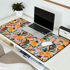 Orange Birds Florals - GREY Desk Mat Gallery Image 2