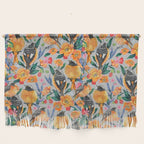 Orange Birds Florals - GREY Wall Hanging Gallery Image 1