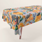 Orange Birds Florals - GREY Tablecloth Gallery Image 1