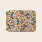 Orange Birds Florals - GREY Bath Mat Gallery Image 1