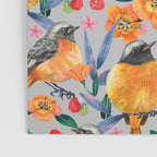 Orange Birds Florals - GREY Poster Gallery Image 3