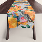Orange Birds Florals - GREY Table Runner Gallery Image 1