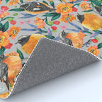 Orange Birds Florals - GREY Rug Gallery Image 4