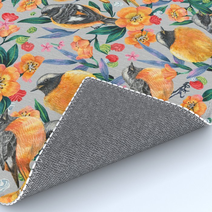 Orange Birds Florals - GREY Rug Gallery Image 4
