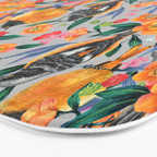 Orange Birds Florals - GREY Bath Mat Gallery Image 3