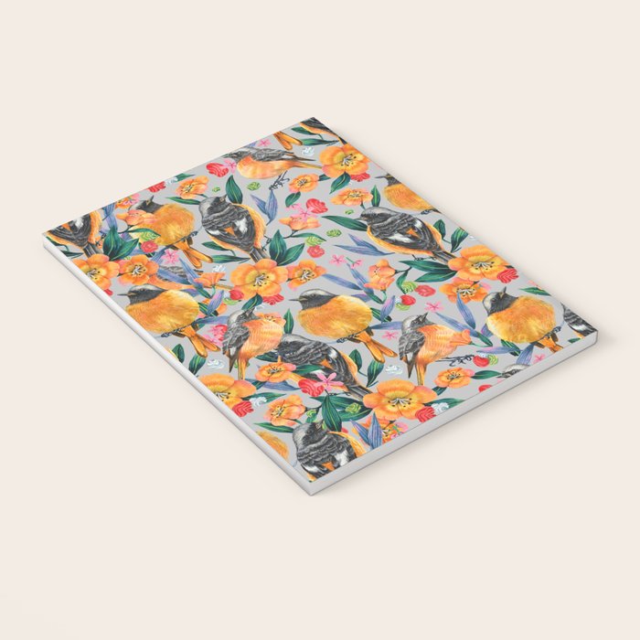 Orange Birds Florals - GREY Notebook Gallery Image 3