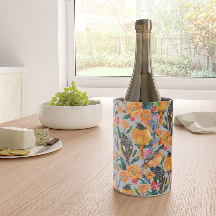 Orange Birds Florals - GREY Wine Chiller Gallery Image 4