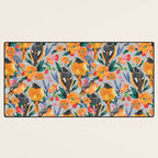 Orange Birds Florals - GREY Desk Mat Gallery Image 3