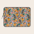 Orange Birds Florals - GREY Laptop Sleeve Gallery Image 1