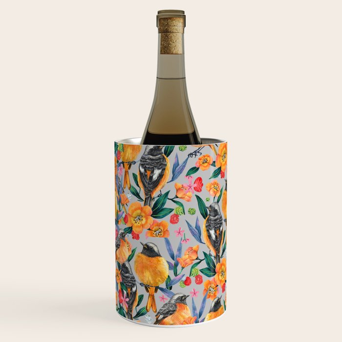 Orange Birds Florals - GREY Wine Chiller Gallery Image 3