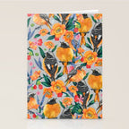 Orange Birds Florals - GREY Stationery Card Gallery Image 2