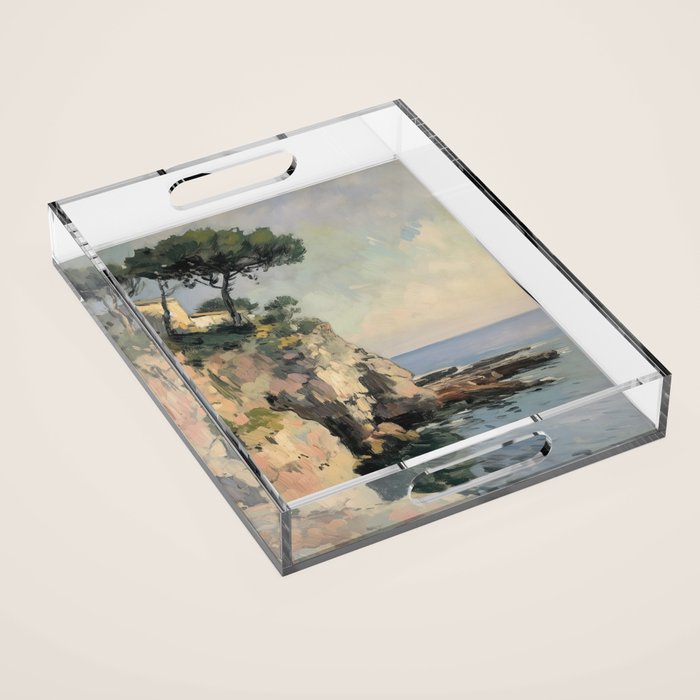 Cliff Impressionist Painting Acrylic Tray Gallery Image 1