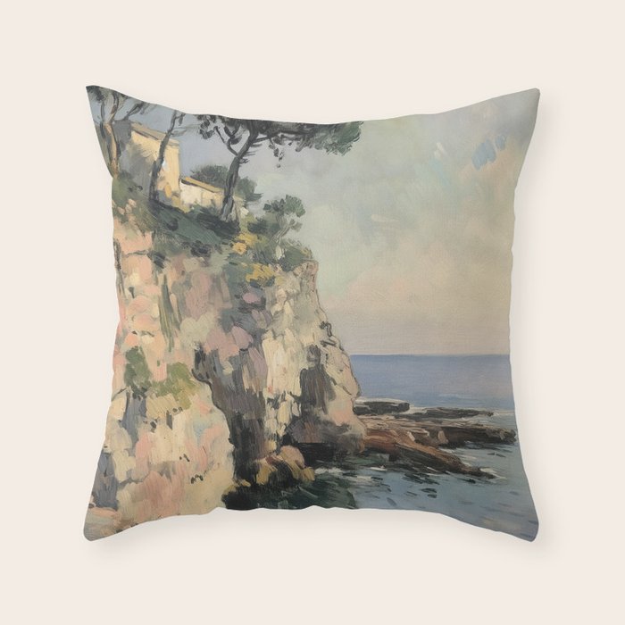 Cliff Impressionist Painting Throw Pillow Gallery Image 6