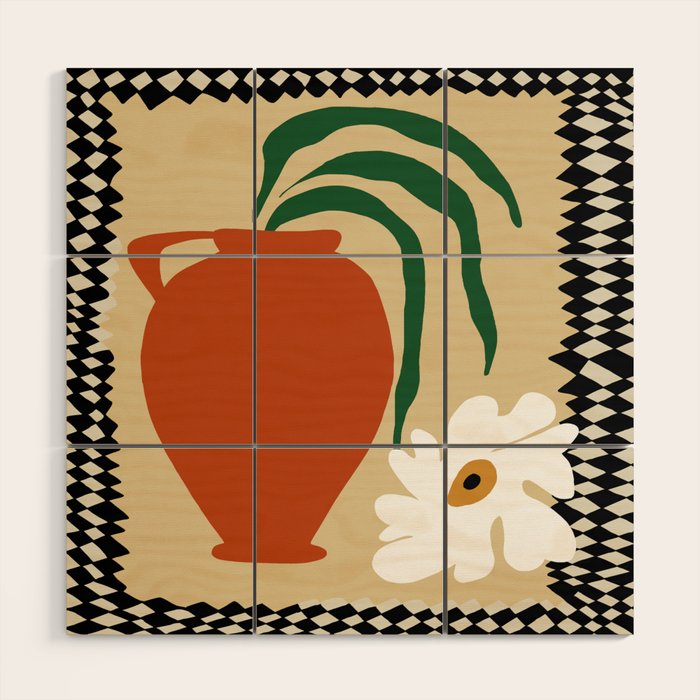 Happy flower fall pottery  Wood Wall Art Gallery Image 1