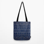 Blue Indigo Jeans Color, Bohemian Oriental Traditional Moroccan Fabric Style Tote Bag Gallery Image 2