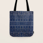 Blue Indigo Jeans Color, Bohemian Oriental Traditional Moroccan Fabric Style Tote Bag Gallery Image 1