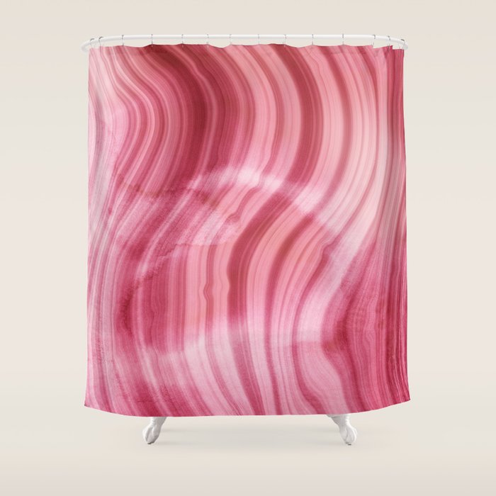 Summer Pink  Mermaid  Marble Shower Curtain Gallery Image 1