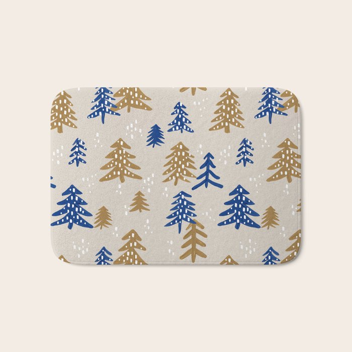 Christmas Trees - Gold & Navy Bath Mat Gallery Image 1