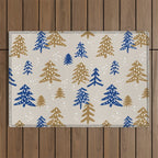 Christmas Trees - Gold & Navy Outdoor Rug Gallery Image 1