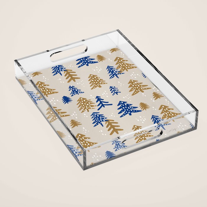 Christmas Trees - Gold & Navy Acrylic Tray Gallery Image 1