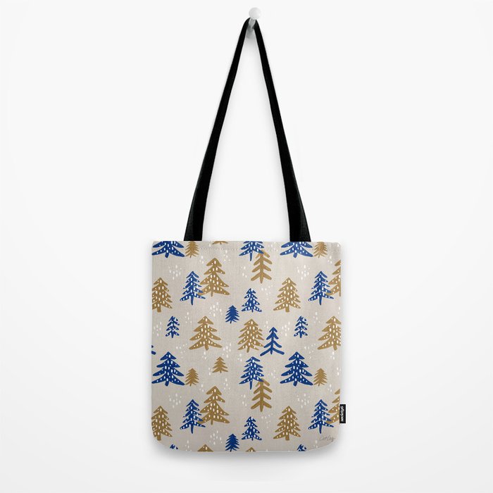 Christmas Trees - Gold & Navy Tote Bag Gallery Image 2