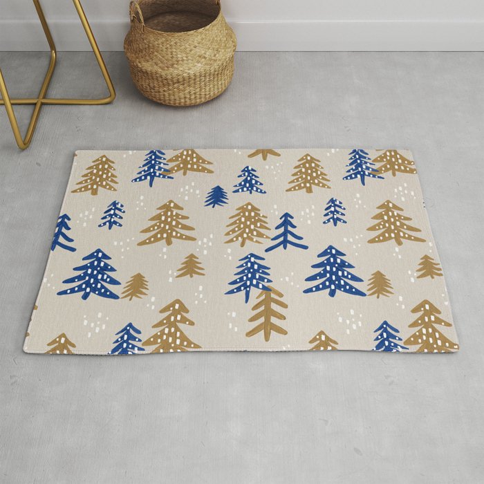 Christmas Trees - Gold & Navy Rug Gallery Image 1
