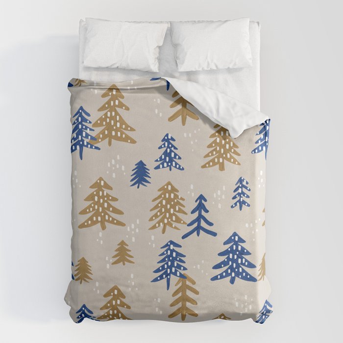 Christmas Trees - Gold & Navy Duvet Cover Gallery Image 6