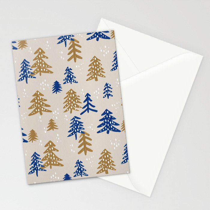 Christmas Trees - Gold & Navy Stationery Card Gallery Image 2