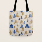 Christmas Trees - Gold & Navy Tote Bag Gallery Image 1