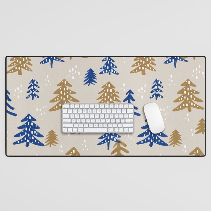 Christmas Trees - Gold & Navy Desk Mat Gallery Image 1