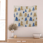 Christmas Trees - Gold & Navy Wall Tapestry Gallery Image 2