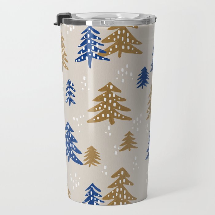 Christmas Trees - Gold & Navy Travel Mug Gallery Image 3