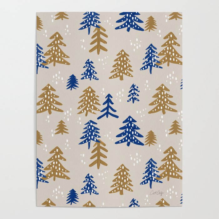 Christmas Trees - Gold & Navy Poster Gallery Image 4
