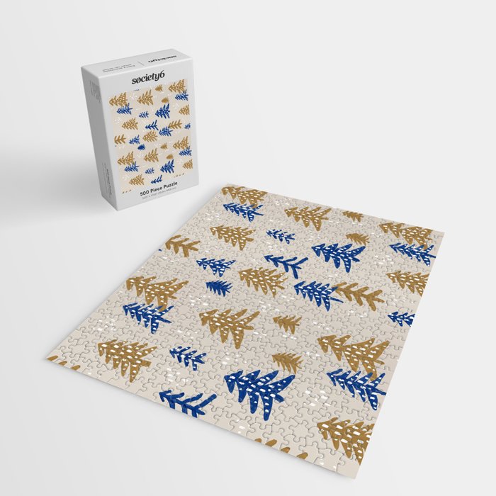 Christmas Trees - Gold & Navy Jigsaw Puzzle Gallery Image 2