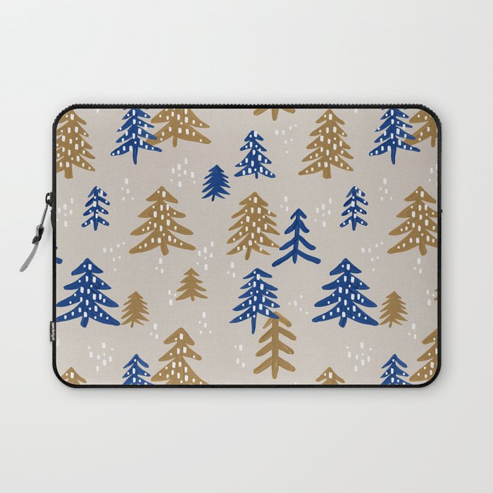 Christmas Trees - Gold & Navy Laptop Sleeve Gallery Image 1
