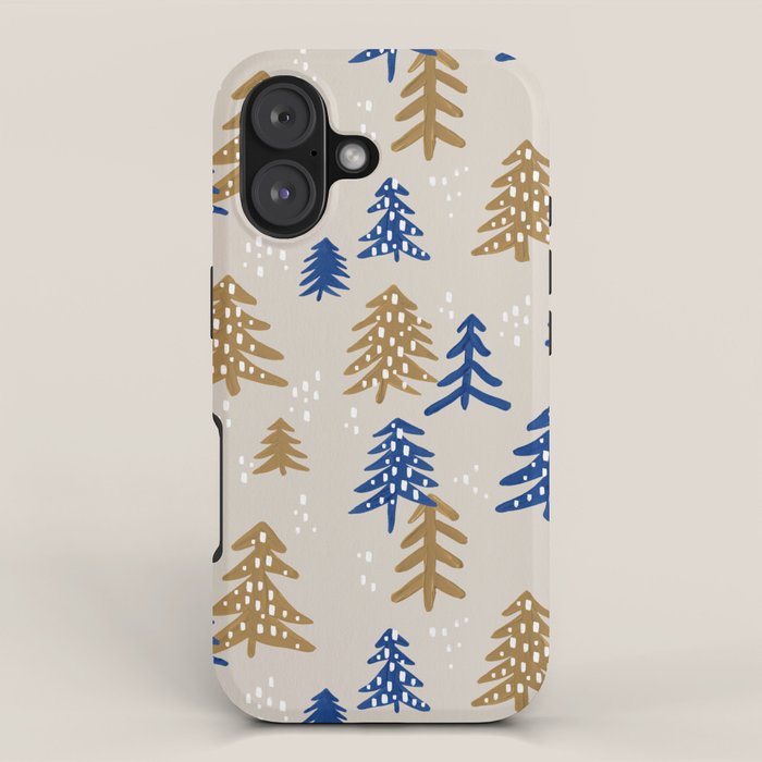 Christmas Trees - Gold & Navy iPhone Case Gallery Image 1