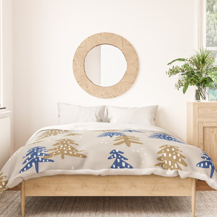 Christmas Trees - Gold & Navy Duvet Cover Gallery Image 3
