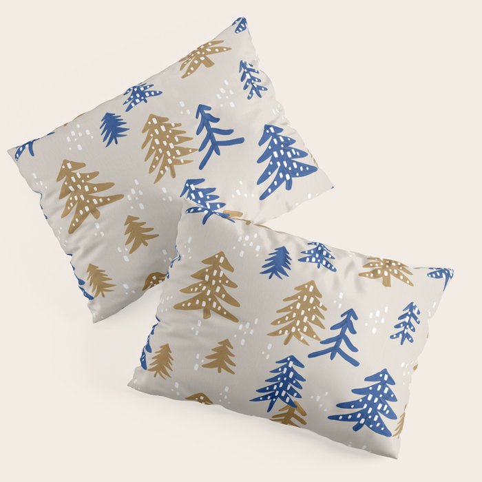Christmas Trees - Gold & Navy Pillow Sham Gallery Image 1