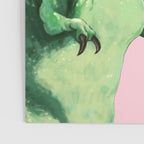 T-Rex Enjoying Coffee in Pink Poster Gallery Image 3