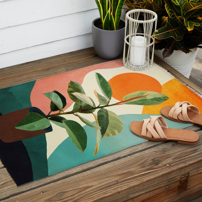 Colorful Ficus 1 Outdoor Rug Gallery Image 2