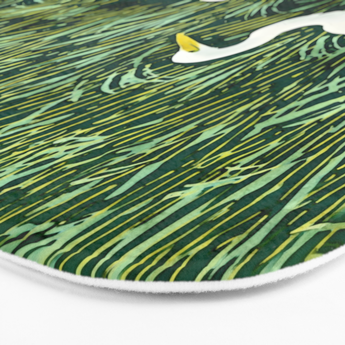 White Egrets in Tall Green Grass Watercolor Bath Mat Gallery Image 3