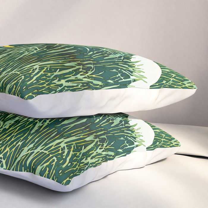 White Egrets in Tall Green Grass Watercolor Pillow Sham Gallery Image 3