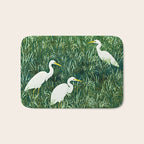 White Egrets in Tall Green Grass Watercolor Bath Mat Gallery Image 1
