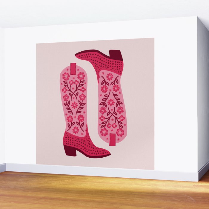 Cowgirl Boots - Hot Pink Wall Mural Gallery Image 2